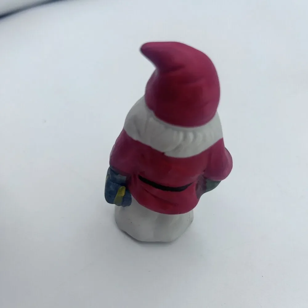 Vtg set of Santa Claus Gnome Christmas Figure 3” Porcelain Figurine (set of 4)